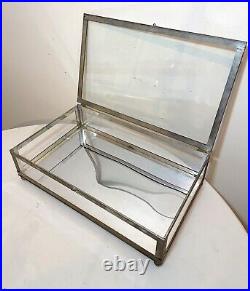 LARGE rare antique collectible store display metal glass countertop cabinet case