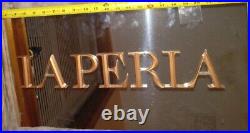 La Perla Rare Shop Display Sign Thick Silver Mirrored Metal Store Advert 12 X 24