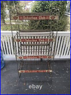 Large RARE Vintage Advertising Suburban Club Soda Display Rack 48 x 25 x 18