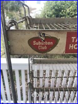 Large RARE Vintage Advertising Suburban Club Soda Display Rack 48 x 25 x 18