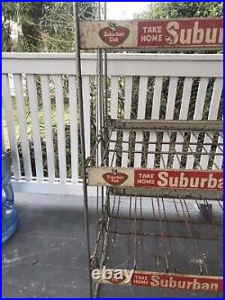 Large RARE Vintage Advertising Suburban Club Soda Display Rack 48 x 25 x 18