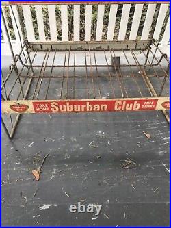 Large RARE Vintage Advertising Suburban Club Soda Display Rack 48 x 25 x 18