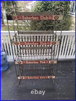 Large RARE Vintage Advertising Suburban Club Soda Display Rack 48 x 25 x 18