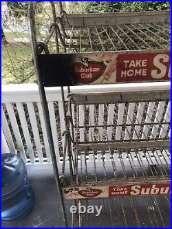 Large RARE Vintage Advertising Suburban Club Soda Display Rack 48 x 25 x 18