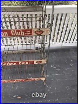 Large RARE Vintage Advertising Suburban Club Soda Display Rack 48 x 25 x 18