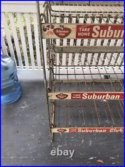 Large RARE Vintage Advertising Suburban Club Soda Display Rack 48 x 25 x 18