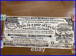 Levi Strauss & Co RARE VINTAGE STORE DISPLAY LOGO Guarantee Ticket Poster 59in