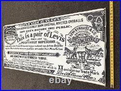 Levi Strauss & Co RARE VINTAGE STORE DISPLAY LOGO POSTER / Over-Sized 59 x 26