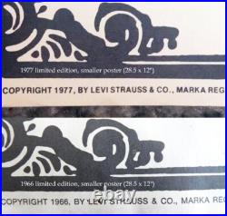 Levi Strauss & Co RARE VINTAGE STORE DISPLAY LOGO POSTER / Over-Sized 59 x 26