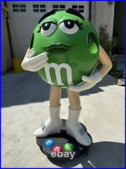 M&M Green Female Candy Character 38'' Store Display On Wheels Rare