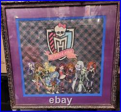 MONSTER HIGH RARE CLOTH POTER PICTURE STORE DISPLAY With WOOD FRAME ONE OF A KIND