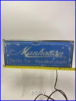 Manhattan Shirts Vintage Lighted Men's Clothing Store Sign Display. Rare