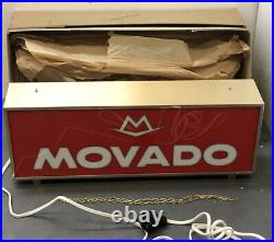 Movado Watches Advertising Store Display Lighted Sign Rare 17.5 x 6.5 Rare Vtg