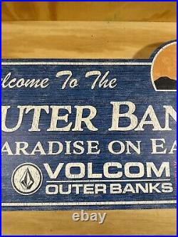 NETFLIX VOLCOM WOODEN STORE DISPLAY OUTER BANKS SIGN Double Sided RARE Shelf