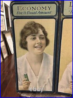 NORWICH DENTAL CREAM RARE TRI-FOLD STORE DISPLAY GORGEOUS FEMALE LITHO 1920s