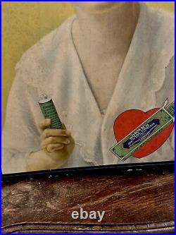 NORWICH DENTAL CREAM RARE TRI-FOLD STORE DISPLAY GORGEOUS FEMALE LITHO 1920s