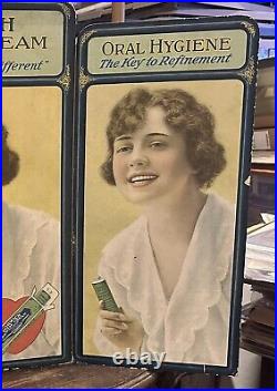 NORWICH DENTAL CREAM RARE TRI-FOLD STORE DISPLAY GORGEOUS FEMALE LITHO 1920s