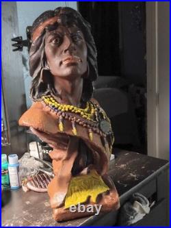 Native American Chalkware 20 Indian Vintage Hiawatha Bust Store Display Rare