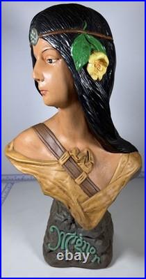 Native American Chalkware 20 Indian Vintage Hiawatha Bust Store Display Rare