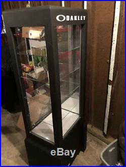OAKLEY DISPLAY CASE 6ft TALL METAL WITH GLASS SHELVES RETRO COLLECTIBLE RARE