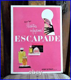 Orig. /Rare! 1960's SHULTON NEW YORK ESCAPADE PERFUME Vintage Store Display