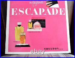 Orig. /Rare! 1960's SHULTON NEW YORK ESCAPADE PERFUME Vintage Store Display