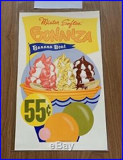 Original 4 Mr Softee ice cream truck menu posters 1960s Rare 8 Menus In Total