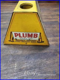 Original Antique Plumb Hammer Axe Hatchet Metal Store Display Rack Sign RARE
