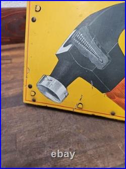 Original Antique Plumb Hammer Axe Hatchet Metal Store Display Rack Sign RARE