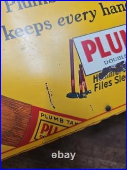 Original Antique Plumb Hammer Axe Hatchet Metal Store Display Rack Sign RARE
