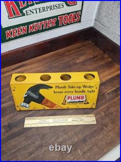 Original Antique Plumb Hammer Axe Hatchet Metal Store Display Rack Sign RARE