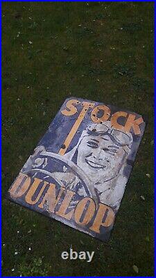 Original Dunlop Stock Enamel Porcelain Advertising Sign Emaille Plaque 1937 RARE