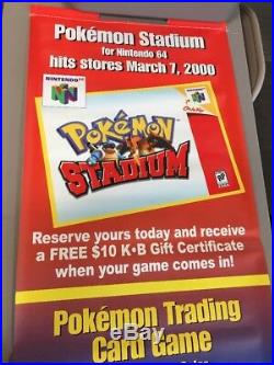POKEMON STADIUM N64 VINYL BANNER Sign Store Display Nintendo 64 Promo RARE D2