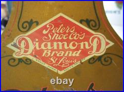 Peter's Shoes Diamond Brand St. Louis tin lithIo shoe store display, RARE