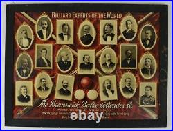 RARE 1900 Billiard Experts of the World STORE DISPLAY SELDOM SEEN BRUNSWICK AD