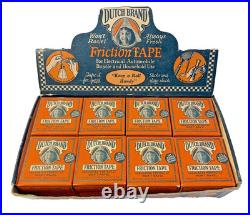 RARE 1920s DUTCH BRAND FRICTION TAPE Store Display Box NOS 16 Rolls Van Cleef