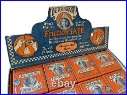 RARE 1920s DUTCH BRAND FRICTION TAPE Store Display Box NOS 16 Rolls Van Cleef
