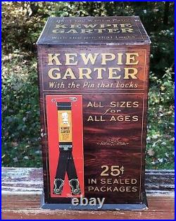 RARE 1920s KEWPIE GARTER Tin Country Store Cabinet Counter Display GRAPHICS
