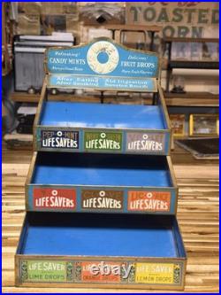 RARE 1920s Life Savers Candy Counter Display Rack Tin Litho Advertising Store