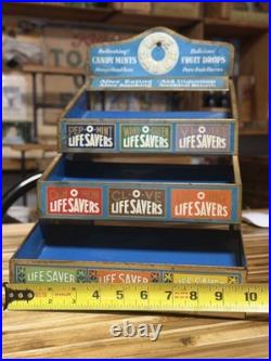 RARE 1920s Life Savers Candy Counter Display Rack Tin Litho Advertising Store