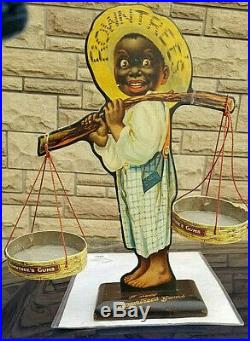 RARE 1920s ROWNTREES CHOCOLATE GUM BLACK AMERICANA GENERAL STORE LITHO DISPLAY
