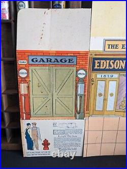 RARE 1930 LAMPVILLE Service Station Store Display GE Edison Mazda Lamps Litho Ad