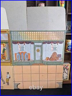 RARE 1930 LAMPVILLE Service Station Store Display GE Edison Mazda Lamps Litho Ad