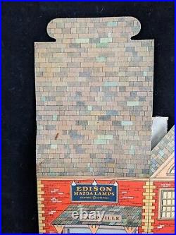 RARE 1930 LAMPVILLE Train Station Store Display GE Edison Mazda Lamps Litho Ad