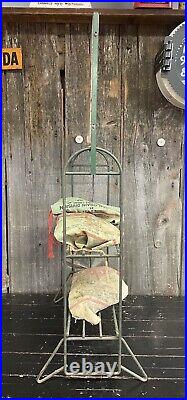 RARE 1930s Weed Chains Gas Station Advertising Display Rack & Double Sided Sign