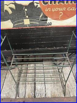 RARE 1930s Weed Chains Gas Station Advertising Display Rack & Double Sided Sign