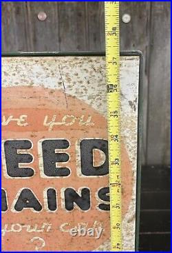 RARE 1930s Weed Chains Gas Station Advertising Display Rack & Double Sided Sign