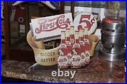 RARE 1940s PEPSI COLA BIGGER BETTER STORE DISPLAY SIGN SODA POP FOUNTIAN COKE 66