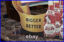 RARE 1940s PEPSI COLA BIGGER BETTER STORE DISPLAY SIGN SODA POP FOUNTIAN COKE 66