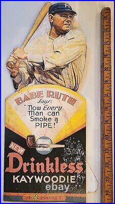 RARE 1940s Yankees Babe Ruth Kaywoodie TOBACCO 15.5x6.5 Die-Cut Store Display